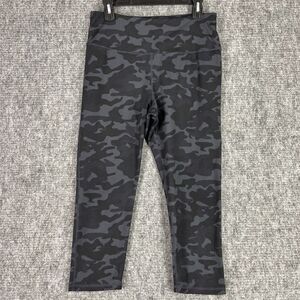 Danskin Leggings Womens Large Gray Camo High Rise Ankle Crop Workout‎ Gym Yoga